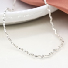 Silver Plated Textured Wave Chain Necklace by Peace of Mind